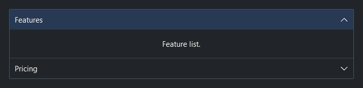 Accordion accent — dark theme