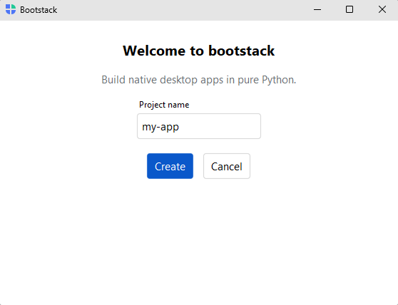 A bootstack application window — light theme