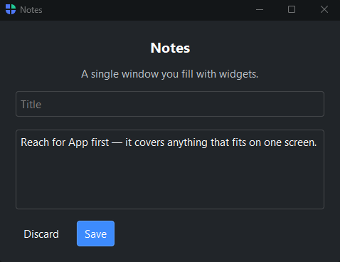 A single-window App — dark theme