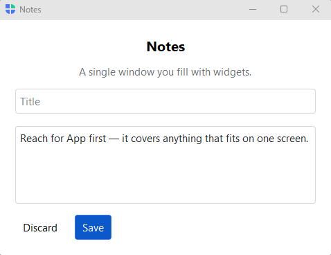 A single-window App — light theme