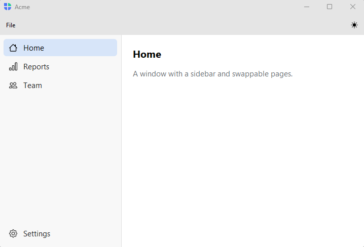 An AppShell with a sidebar — light theme