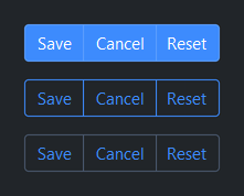 ButtonGroup style variants — dark theme