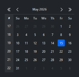 Calendar week numbers — dark theme