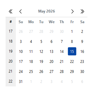 Calendar week numbers — light theme