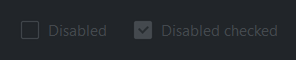 Checkbox disabled — dark theme