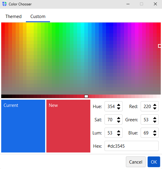 Color Dialog custom tab — light theme
