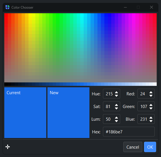 Color Dialog — dark theme