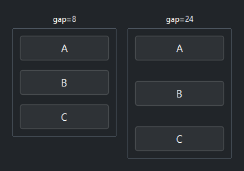 Column gap — dark theme