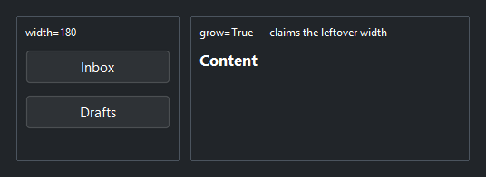 Column self-placement — dark theme