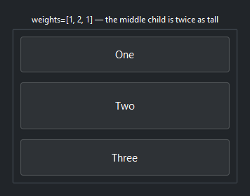 Column proportional heights — dark theme