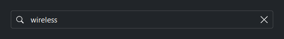 Search field with a leading search icon and a trailing clear button — dark theme