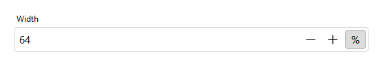Number field with a trailing unit toggle showing percent — light theme