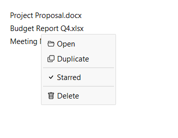 ContextMenu demo — light theme