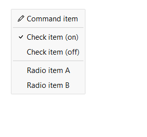ContextMenu item types — light theme
