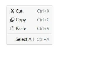 ContextMenu keyboard shortcuts — light theme