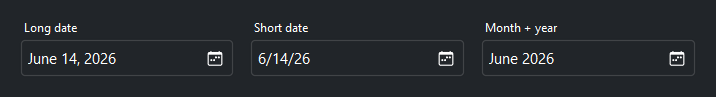 DateField formats — dark theme