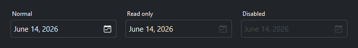 DateField states — dark theme