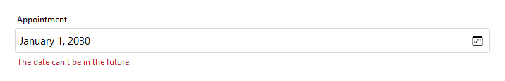 DateField validation — light theme