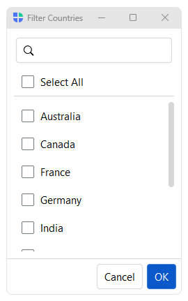 Filter Dialog — light theme