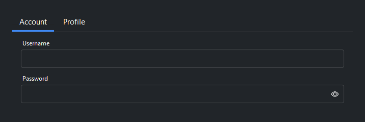 Form tabbed layout — dark theme