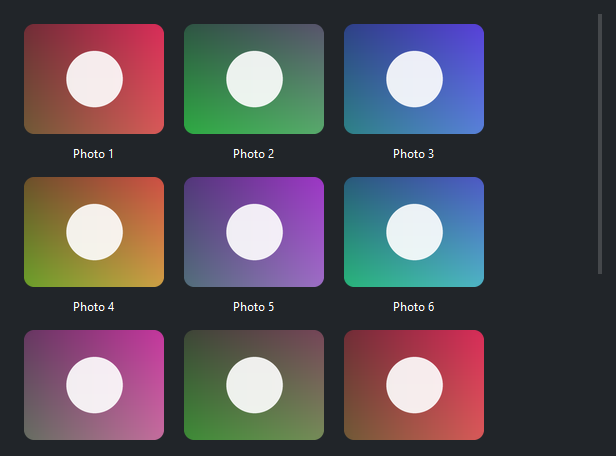 Gallery — dark theme