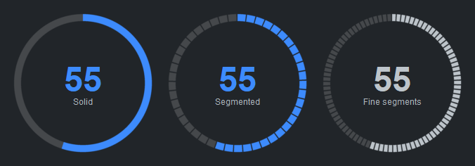 Gauge segmented arc — dark theme