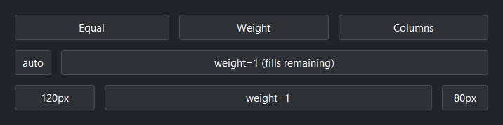 Grid column weights — dark theme