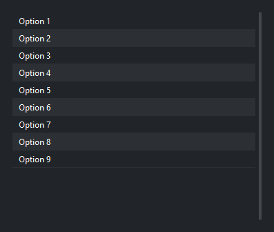 ListView striped compact — dark theme