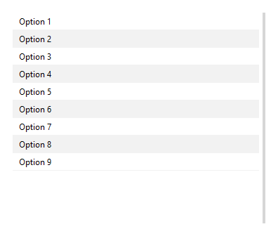 ListView striped compact — light theme