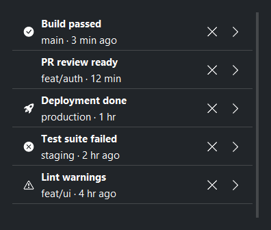 ListView row features — dark theme