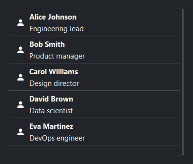 ListView — dark theme