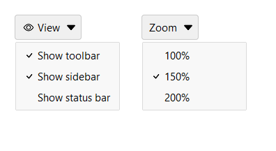 MenuButton check and radio items — light theme