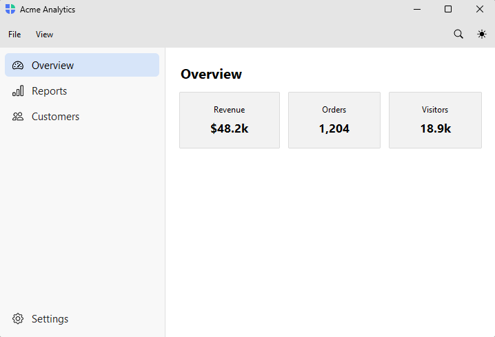 Single-tier dashboard app — light theme