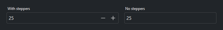 NumberField stepper buttons — dark theme