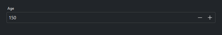 NumberField validation — dark theme