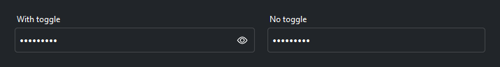 PasswordField visibility toggle — dark theme