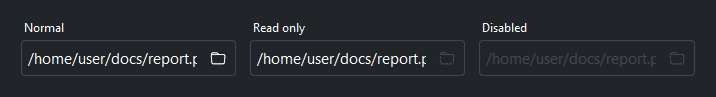 PathField states — dark theme