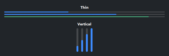 ProgressBar thin and vertical variants — dark theme