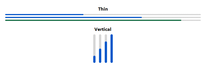 ProgressBar thin and vertical variants — light theme