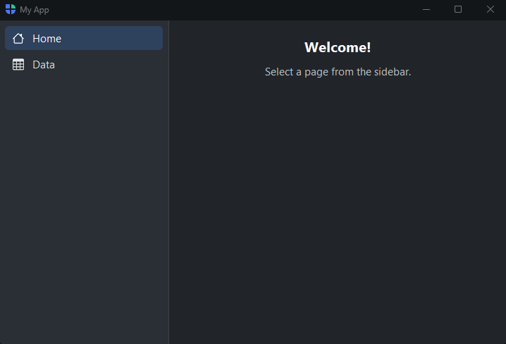 An AppShell navigation window — dark theme