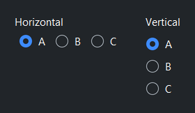 RadioGroup orientation — dark theme