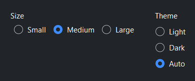 RadioGroup title — dark theme