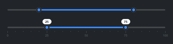 RangeSlider demo — dark theme