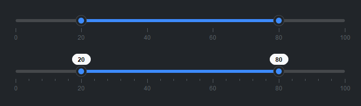 RangeSlider tick marks — dark theme