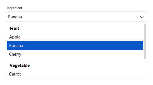 Select grouping — light theme