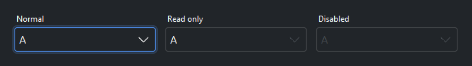 Select states — dark theme