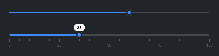 Slider demo — dark theme
