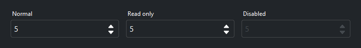 SpinnerField states — dark theme