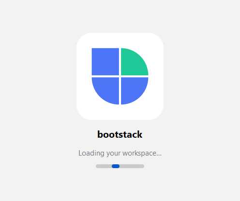 A bootstack splash screen — light theme