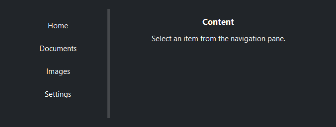 SplitView — dark theme